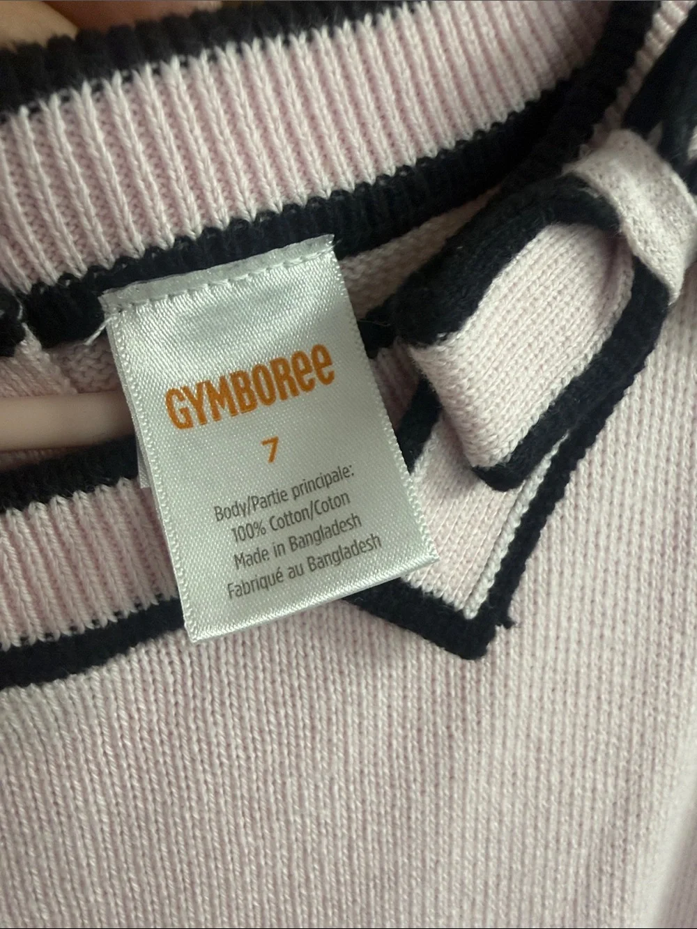 Gymboree Pink and Black Long Sleeve Bow-Trim Dress